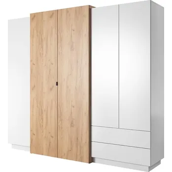 Šatní skříň 3D | šatní skříň 230 se zrcadlem| bílá/dub kraft zlatý