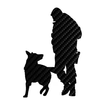 Samolepící dekorace SAMOLEPKA Psovod 003 levá (50 - 3D karbon černý) NA AUTO, NÁLEPKA, FÓLIE, POLEP, TUNING, VLASTNÍ TEXT, TISK, AUTOSAMOLEPKY.cz, POLEPY, OBRÁZEK, LOGO, SAMOLEPKY