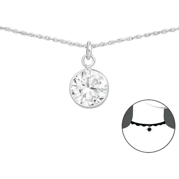 Náhrdelník Stříbrný choker náhrdelník se Zirkonem Ag 925/1000