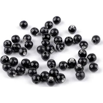 Dětské navlékací korálky Porcelánové korálky Ø6 mm, barva 7 černá