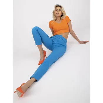 Dámské kalhoty Elegantní kalhoty s páskem Italy Fashion modré EU velikost: S