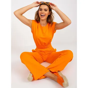 Dámský kostýmek Letní set kalhot a topu Rue Paris oranžový EU velikost: L