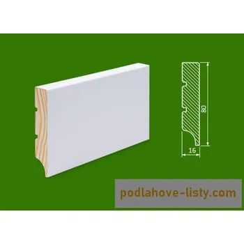 soklová lišta NOVÁK Podlahová - soklová lišta 80x16 dřevěná bílá RAL9003 WL80P/9003