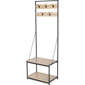 Předsíňová stěna Předsíňová věšáková stěna Compactor s policemi na boty, kovová, 63 x 40 x 183 cm, černá