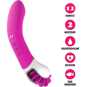 Vibrátor VšeNaSex.cz Silikonový rotační vibrátor Magic Rolling Viber růžový