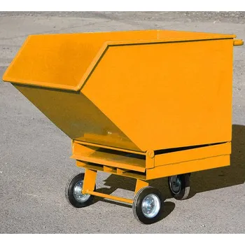 Plošinový vozík Lehký výklopný přepravník pro průmyslové odpady, základní provedení se zajížděcími kapsami, objem 250 l, barva žlutá RAL1033
