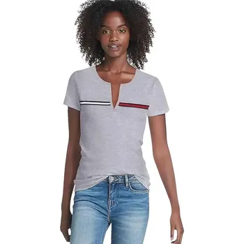 Dámské tričko Tommy Hilfiger Iconic Stripe Split 179-033 šedé XS