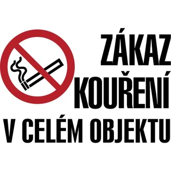 Značka Zákaz kouření v celém objektu, samolepicí fólie, 297 × 420 mm