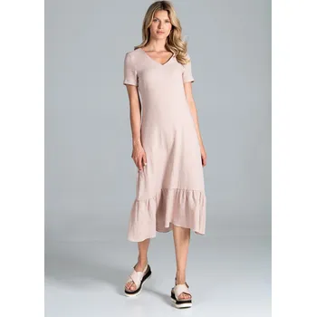 Dámské šaty Béžové bavlněné šaty M827 Beige Velikost: L