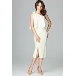 Elegantní světle žluté šaty na jedno rameno K489 Velikost: S