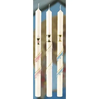 Svíčka svíčka kostelní zdobená č.3 s kalichem modrá