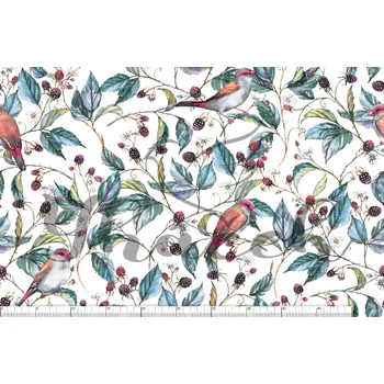 Zakázkový tisk, softshell, kočárkovina... Ptáci v ostružinách Látky k tisku: Microfirba