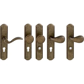 Dveřní kování MP KOVÁNÍ MI - LYON / PAPERINO Provedení: klika / klika s PZ otvorem (otvor pro vložku), Povrch: AN - antik bronz, Rozteč: 92 mm