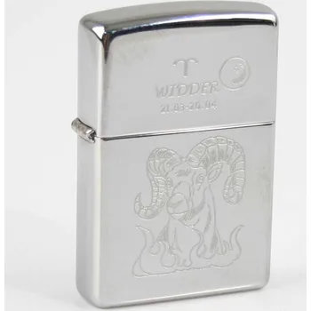 ZIPPO chrom poliert Widder Ha in kleiner Holzbox