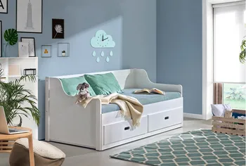 Dětská postel DOLMAR Rozkládací postel Šimon s úložným prostorem 206 x 90 x 81 cm bílá