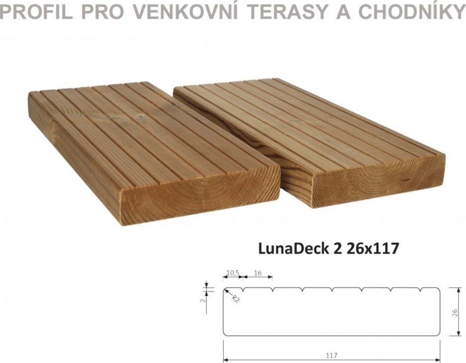 Thermowood borovice LunaDeck 2 26 x 117mm 4,2 m