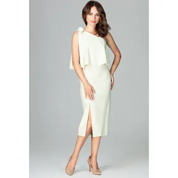 Dámské šaty Elegantní světle žluté šaty na jedno rameno K489 Velikost: M