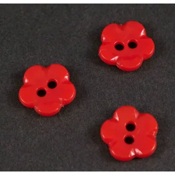 Knoflík Knoflík ve tvaru květinky - červená - průměr 1,5 cm