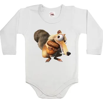 Kojenecký body Dětské body Veverka Scrat, Barva Bílá, Velikost 74 / 6-9m, Canvas Dětské body Bezvatriko.cz 1326