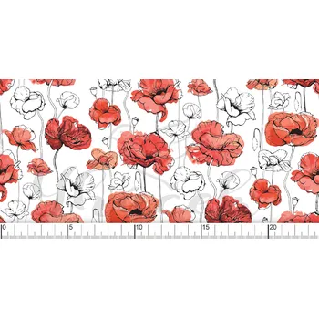 Zakázkový tisk, softshell, kočárkovina... Vlčí máky Látky k tisku: Kočárkovina