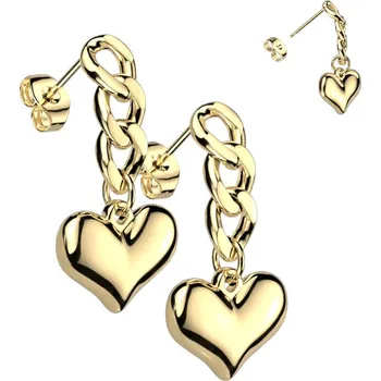 Náušnice Šperky4U Zlacené visací ocelové náušnice srdíčka - OPN1941-GD