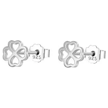 Náušnice NUBIS® Minimalistické stříbrné čtyřlístky - NB-3550