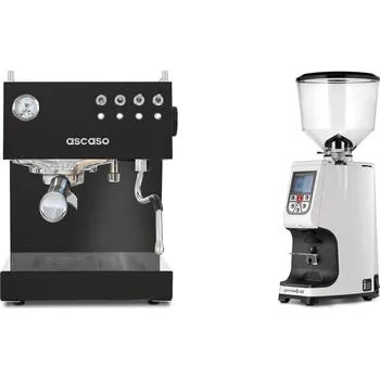 Kávovar Ascaso Steel DUO, Black + Eureka Atom Specialty 65, white