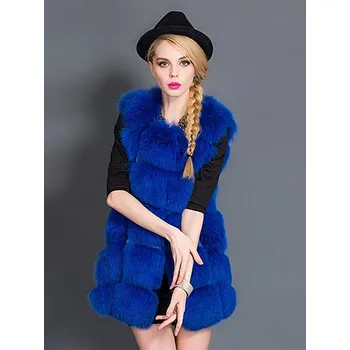 Prošívaná chlupatá vesta kožich dámský Barva: Modrá, Velikost: 5XL