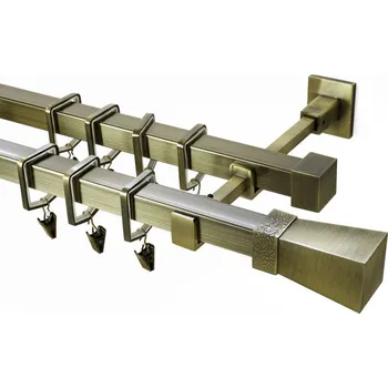 Garnýž Garnýž kovová 140 cm dvouřadá - dvojitá 20x20 Tron starozlatá