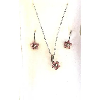 Souprava šperků Swarovski sada šperků - RŮŽOVÉ KYTIČKY (Sada šperků s krystaly Swarovski)