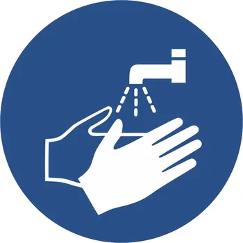 Značka Příkaz umytí rukou, samolepicí fólie, Ø 100 mm