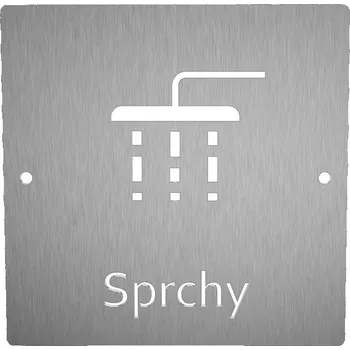 Domovní cedule Nerezový piktogram SPRCHY 1a Rozměr: 10 x 10 cm
