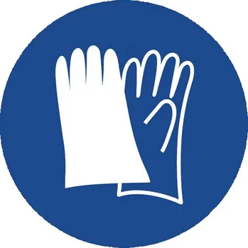 Kancelář Značka Používej ochranné rukavice!, samolepicí fólie, Ø 100 mm