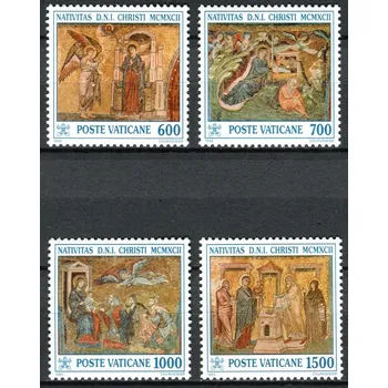 Poštovní známka (1992) MiNr. 1075 - 1078 ** - Vatikán - Vánoce: Mozaiky 13. století v bazilice Santa Maria Maggiore, Řím