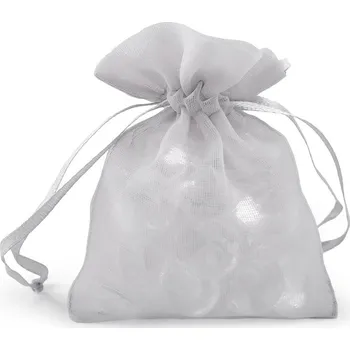 Dárkový pytlík s kovovým leskem 8x10,5 cm organza shine, barva 5 šedá
