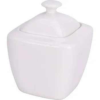 Cukřenka EH Excellent Houseware Porcelánová cukřenka s víkem, 320 ml, bílá