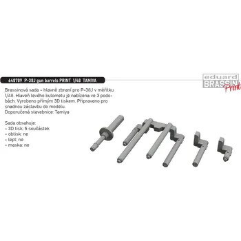 Plastikový model Eduard 1/48 P-38J gun barrels PRINT (TAMIYA)
