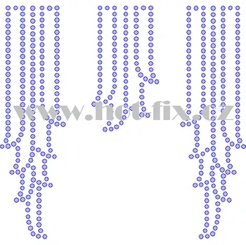 OV024 - výstřih nažehlovací hot-fix kamínková aplikace na textil, rozměry cca 15,5x14,7cm barva: kameny barva 101 Crystal /stříbrná