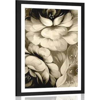 Plakát Dovido Plakát s paspartou impresionistický svět květin v sépiovém provedení