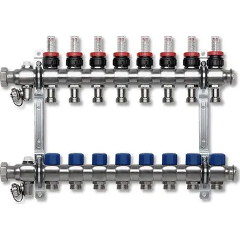 rozdělovač topení Sanha 8 okr. G1" 1VT08DM nerezový rozdělovač pro podlahové topení