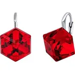 Stříbrné náušnice kostky červené Swarovski® Crystals VSW007E