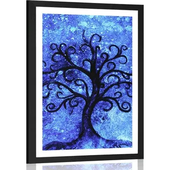 Plakát Dovido Plakát s paspartou strom života na modrém pozadí