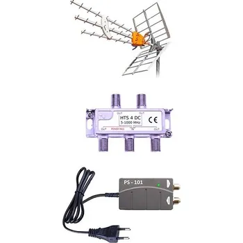 Anténní zesilovač EVERCON anténní komplet Televes pro 4 TV KOM-TE-101-4