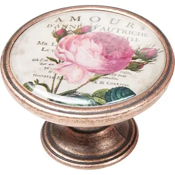 Nábytkové kování Nábytková knopka Růže II Ø 37 mm měď patina