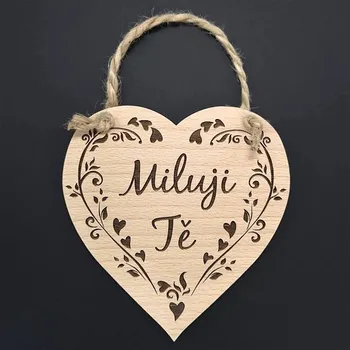 AMADEA Dřevěné srdce s nápisem Miluji Tě, masivní dřevo, 16 x 15 cm