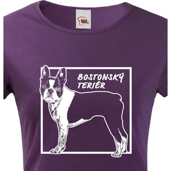 Dámské tričko Dámské tričko Bostonský teriér 2, Barva Fialová 1348