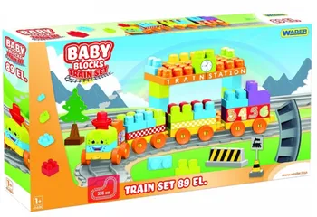 ostatní stavebnice Wader Toys Baby Blocks Train Set 89 dílků