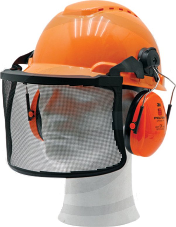 Casque De Protection Forestier GRANIT Comfort 3M - Visière Acier + Protection Auditive - Taille Réglable 54-62 Cm