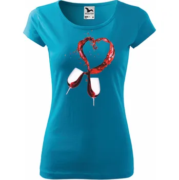 ON-DESIGN Dámské tričko SRDCE Z VÍNA Velikost: M, Barva: tyrkysová