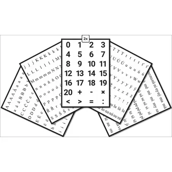 výuková tabulka V lavici Sada písmen a číslic pro prvňáky